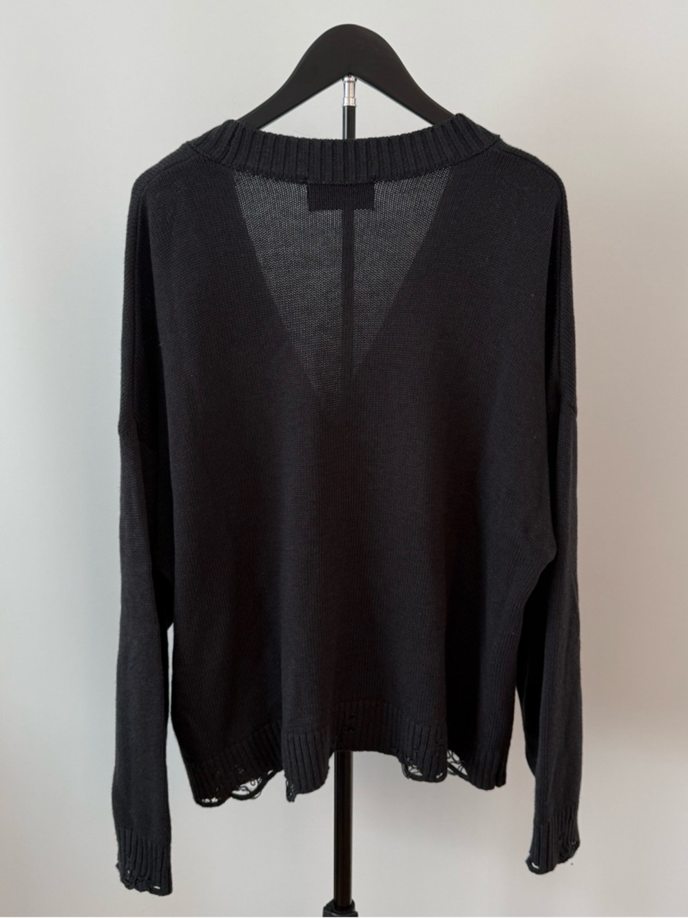 Jordan Womens Black Distressed Cardigan Sweater - Picture 4 of 8